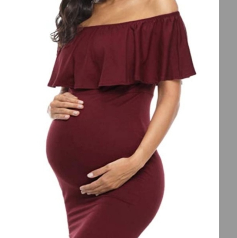 Maternity off shoulder dress